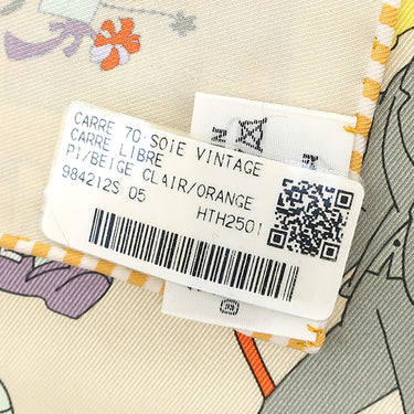 エルメス HERMES カレ70 H984212S ベージュクレール×オレンジ×マルチカラー シルク スカーフ 新品 未使用 【 CARRE LIBRE / カレ リブレ】