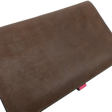 エルメス HERMES ドゴンデュオ ドゴンGM ヴェルソ ショコラ×フューシャピンク レザー エバーソフト 長財布 シルバー金具 茶 ピンク バイカラー