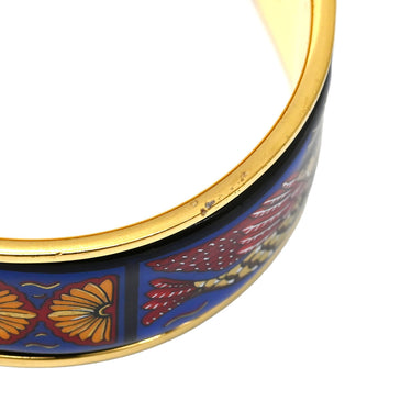 エルメス HERMES クリッククラック エマイユ GM ブルーXマルチカラー GP 七宝焼き ブレスレット ゴールド金具 ブルー 赤 青 金 バングル