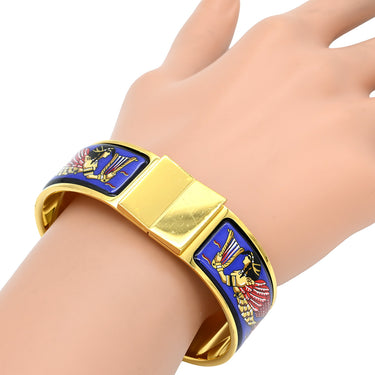 エルメス HERMES クリッククラック エマイユ GM ブルーXマルチカラー GP 七宝焼き ブレスレット ゴールド金具 ブルー 赤 青 金 バングル