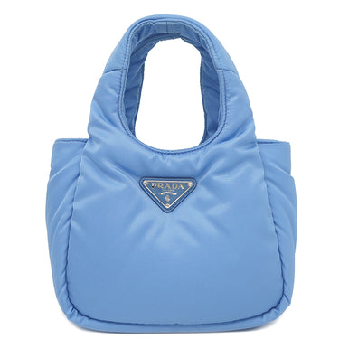 プラダ PRADA パデッド 1BA359 ブルー ナイロン レザー 2WAYバッグ シルバー金具 ハンドバッグ ショルダー