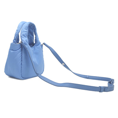 プラダ PRADA パデッド 1BA359 ブルー ナイロン レザー 2WAYバッグ シルバー金具 ハンドバッグ ショルダー