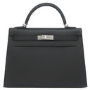 エルメス HERMES ケリー32 外縫い ブラック ヴォーエプソン ハンドバッグ シルバー金具 黒 2026年製