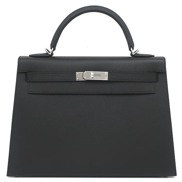エルメス HERMES ケリー32 外縫い ブラック ヴォーエプソン ハンドバッグ シルバー金具 黒 2026年製