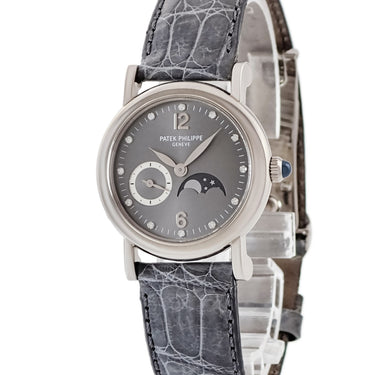 腕時計 パテックフィリップ PATEK PHILIPPE カラトラバ コンプリケーション ムーンフェイズ 4857G-001 手巻き レディース OH済 K18WG ダイヤ