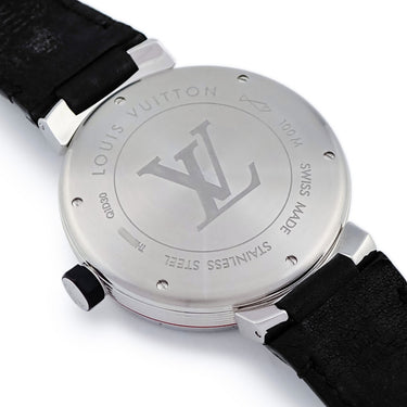 腕時計 ルイヴィトン LOUIS VUITTON タンブール グラフィット GMT Q1D30 自動巻き メンズ OH済 グレー アラビア バー