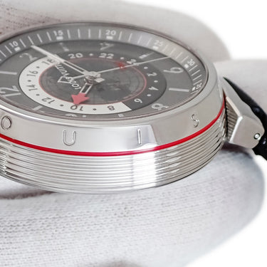 腕時計 ルイヴィトン LOUIS VUITTON タンブール グラフィット GMT Q1D30 自動巻き メンズ OH済 グレー アラビア バー