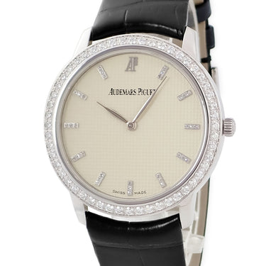 腕時計 オーデマピゲ AUDEMARS PIGUET クラシック クルドパリ 15164BC.ZZ.A002CR.01 手巻き メンズ OH済 K18WG無垢 純正ダイヤ アイボリー