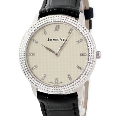 腕時計 オーデマピゲ AUDEMARS PIGUET クラシック クルドパリ 15163BC 手巻き メンズ OH済 K18WG無垢 純正ダイヤ アイボリー シースルーバック