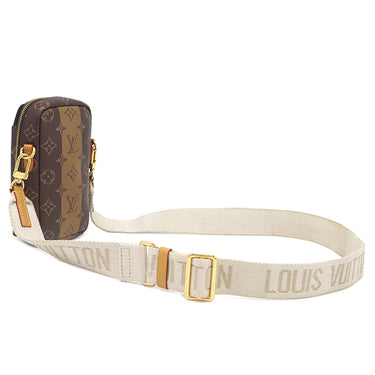 ルイヴィトン LOUIS VUITTON LVスクエアード ダブルフォンポーチ M81005 モノグラムストライプ レザー モノグラム ストライプキャンバス ショルダーバッグ ゴールド金具 NIGOコラボ