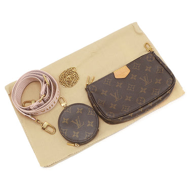ルイヴィトン LOUIS VUITTON ミュルティ ポシェット アクセソワール M44840 ローズクレール モノグラムキャンバス ショルダーバッグ ゴールド金具