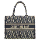 クリスチャン・ディオール Christian Dior ブックトート ミディアム M1296ZRIW_M828 ネイビー キャンバス トートバッグ オブリーク Book Tote 刺繍