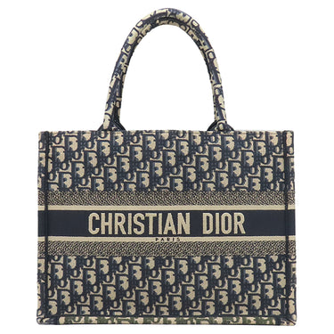 クリスチャン・ディオール Christian Dior ブックトート ミディアム M1296ZRIW_M828 ネイビー キャンバス トートバッグ オブリーク Book Tote 刺繍