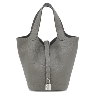 エルメス HERMES ピコタンロック 18 PM グリメイヤー トリヨンクレマンス ハンドバッグ シルバー金具 鍵欠品