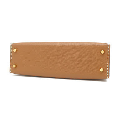エルメス HERMES ミニケリードゥ 外縫い ヴェルソ ゴールド×トレンチ ヴォーエプソン 2WAYバッグ シャンパンゴールド金具 茶 ベージュ 【PO品】