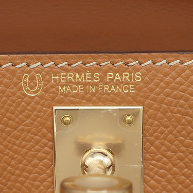 エルメス HERMES ミニケリードゥ 外縫い ヴェルソ ゴールド×トレンチ ヴォーエプソン 2WAYバッグ シャンパンゴールド金具 茶 ベージュ 【PO品】