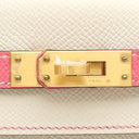 エルメス HERMES ケリー25 外縫い クレ×ローズアザレ ヴォーエプソン 2WAYバッグ マットゴールド金具 オフホワイト ピンク 【PO品】