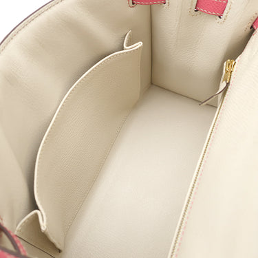 エルメス HERMES ケリー25 外縫い クレ×ローズアザレ ヴォーエプソン 2WAYバッグ マットゴールド金具 オフホワイト ピンク 【PO品】