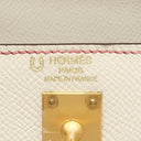 エルメス HERMES ケリー25 外縫い クレ×ローズアザレ ヴォーエプソン 2WAYバッグ マットゴールド金具 オフホワイト ピンク 【PO品】