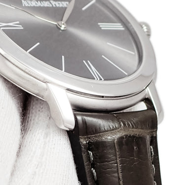 腕時計 オーデマピゲ AUDEMARS PIGUET ジュール オーデマ エクストラフラット 15126BC.OO.D002CR.01 手巻き メンズ OH済 K18WG無垢 グレー