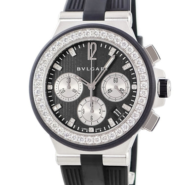 腕時計 ブルガリ BVLGARI ディアゴノ クロノグラフ DG40SVCH 自動巻き メンズ 純正ダイヤ ブラック デイト スモールセコンド