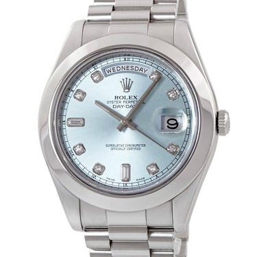 腕時計 ロレックス ROLEX デイデイト II 218206A ランダム番 自動巻き メンズ ランダム番 Pt950無垢 プラチナ 純正ダイヤ アイスブルー
