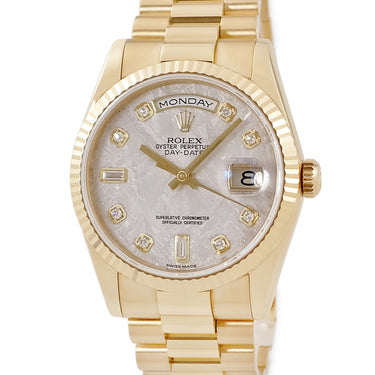 腕時計 ロレックス ROLEX デイデイト 36 118238A G番 自動巻き メンズ G番 K18YG無垢 純正ダイヤ メテオライト プレジデントブレス
