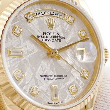 腕時計 ロレックス ROLEX デイデイト 36 118238A G番 自動巻き メンズ G番 K18YG無垢 純正ダイヤ メテオライト プレジデントブレス