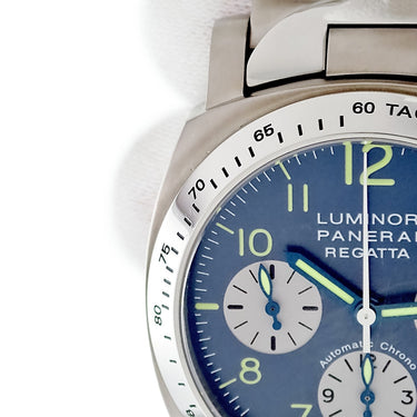 腕時計 パネライ PANERAI ルミノール クロノ ローレウス レガッタ 2003 PAM00168 F番 自動巻き メンズ F番 ブルー デイト 限定