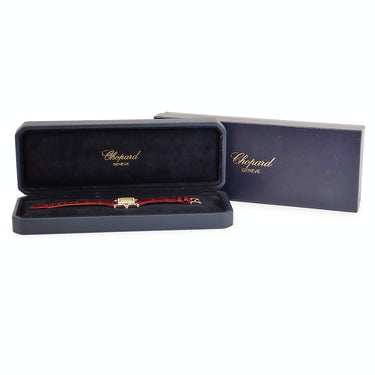 腕時計 ショパール CHOPARD ハッピースポーツ 27/6850-20/11 クオーツ レディース K18PG無垢 純正ダイヤ ホワイト シェル スクエア