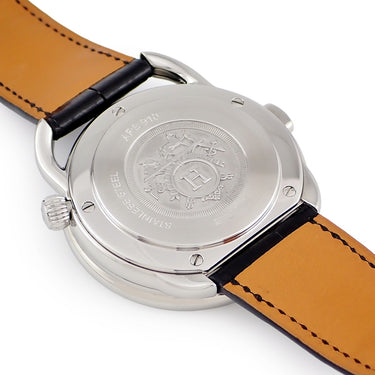 腕時計 エルメス HERMES アルソー タンシュスポンデュ AR8.910 自動巻き メンズ OH済 デイト レトログラード ブラック 黒