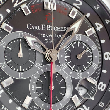 腕時計 カール F ブヘラ Carl F. Bucherer パトラビ トラベルテック GMT クロノグラフ 00.10620.08.33.01 自動巻き メンズ インナー回転ベゼル