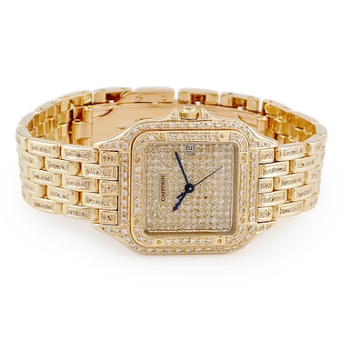 腕時計 カルティエ Cartier パンテール クラシック & フィガロ LM W25014B9 クオーツ メンズ レディース K18YG無垢 ダイヤ デイト
