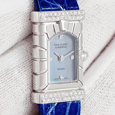 腕時計 ヴァンクリーフアーペル Van Cleef & Arpels ファサード 331936T3 クオーツ レディース K18WG無垢 純正ダイヤ ブラックシェル
