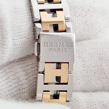 腕時計 エルメス HERMES クリッパー ナクレ CL4.221.212/3824 クオーツ レディース ホワイト シェル アラビア デイト