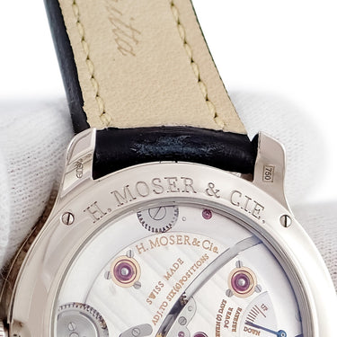 腕時計 H.モーザー H. MOSER & CIE. モナード 343.505-012 手巻き メンズ K18WG無垢 シルバー グレー サンレイ シースルーバック