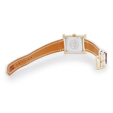 腕時計 エルメス HERMES Hウォッチ ミニ TPM HH1.101 クオーツ レディース H型 スクエア ホワイト 白 イエローGP