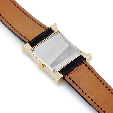 腕時計 エルメス HERMES Hウォッチ PM HH1.201 HH1.201.130/SNO クオーツ レディース イエローGP ホワイト アラビア H型 スクエア