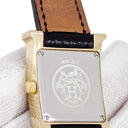 腕時計 エルメス HERMES Hウォッチ PM HH1.201 HH1.201.130/SNO クオーツ レディース イエローGP ホワイト アラビア H型 スクエア