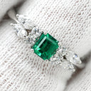 ミキモト MIKIMOTO エメラルド ダイヤモンド グリーン×プラチナシルバー Pt950 エメラルド ダイヤモンド リング 指輪 MIKIMOTO プラチナ Pt950 エメラルドカット スクエア 11号