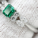 ミキモト MIKIMOTO エメラルド ダイヤモンド グリーン×プラチナシルバー Pt950 エメラルド ダイヤモンド リング 指輪 MIKIMOTO プラチナ Pt950 エメラルドカット スクエア 11号