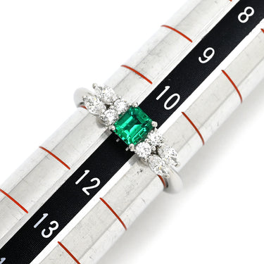 ミキモト MIKIMOTO エメラルド ダイヤモンド グリーン×プラチナシルバー Pt950 エメラルド ダイヤモンド リング 指輪 MIKIMOTO プラチナ Pt950 エメラルドカット スクエア 11号