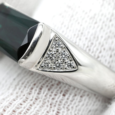 タサキ TASAKI グリーントルマリン ダイヤモンド グリーン×プラチナシルバー Pt900 トルマリン ダイヤモンド リング 指輪 TASAKI プラチナ 緑 スクエア バケットカット 14.5号
