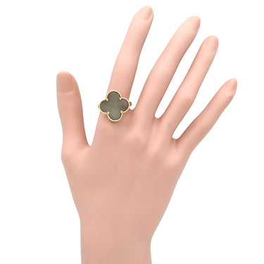 ヴァンクリーフアーペル Van Cleef & Arpels マジック アルハンブラ グレー×イエローゴールド K18YG グレーマザーオブパール #58(JP18) リング 指輪 Au750 18金 17号