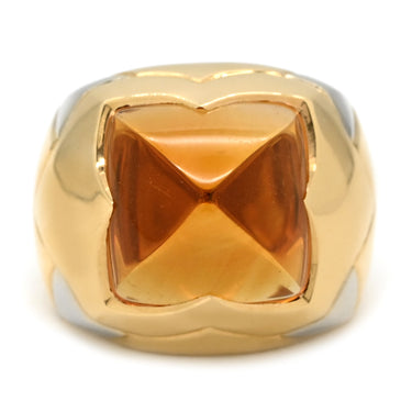 ブルガリ BVLGARI ピラミデ イエロー×イエローゴールド×ホワイトゴールド K18YG K18WG シトリン リング 指輪 750 18金 YG WG シトリン 14号