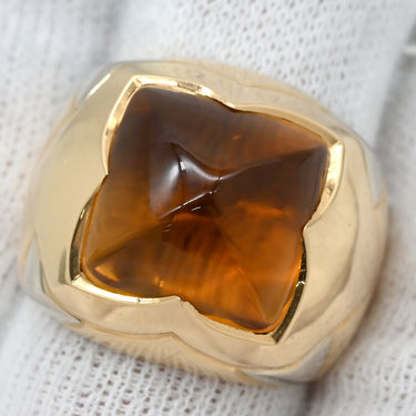 ブルガリ BVLGARI ピラミデ イエロー×イエローゴールド×ホワイトゴールド K18YG K18WG シトリン リング 指輪 750 18金 YG WG シトリン 14号