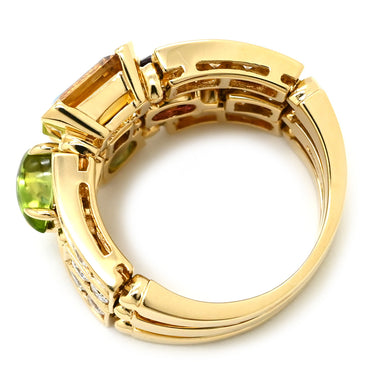 ブルガリ BVLGARI アレグラリング イエローゴールドXマルチカラー K18YG ブルートパーズ ピンクトルマリン ペリドット シトリンクォーツ ダイヤモンド リング 指輪 K18YG 18K 750 18金 ダイヤ マルチストーン 10.5号