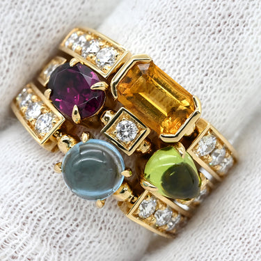 ブルガリ BVLGARI アレグラリング イエローゴールドXマルチカラー K18YG ブルートパーズ ピンクトルマリン ペリドット シトリンクォーツ ダイヤモンド リング 指輪 K18YG 18K 750 18金 ダイヤ マルチストーン 10.5号