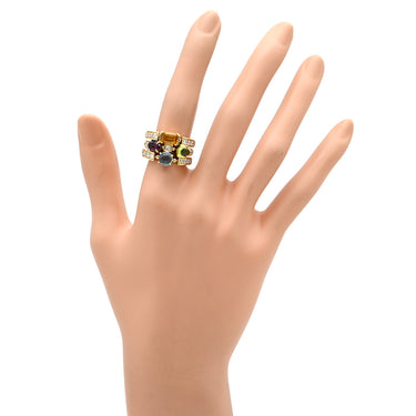 ブルガリ BVLGARI アレグラリング イエローゴールドXマルチカラー K18YG ブルートパーズ ピンクトルマリン ペリドット シトリンクォーツ ダイヤモンド リング 指輪 K18YG 18K 750 18金 ダイヤ マルチストーン 10.5号