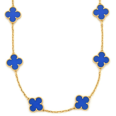 ヴァンクリーフアーペル Van Cleef & Arpels ヴィンテージ アルハンブラ 10モチーフ VCARP34800 ブルー×イエローゴールド K18YG アゲート ネックレス 青 18K 750YG アゲート